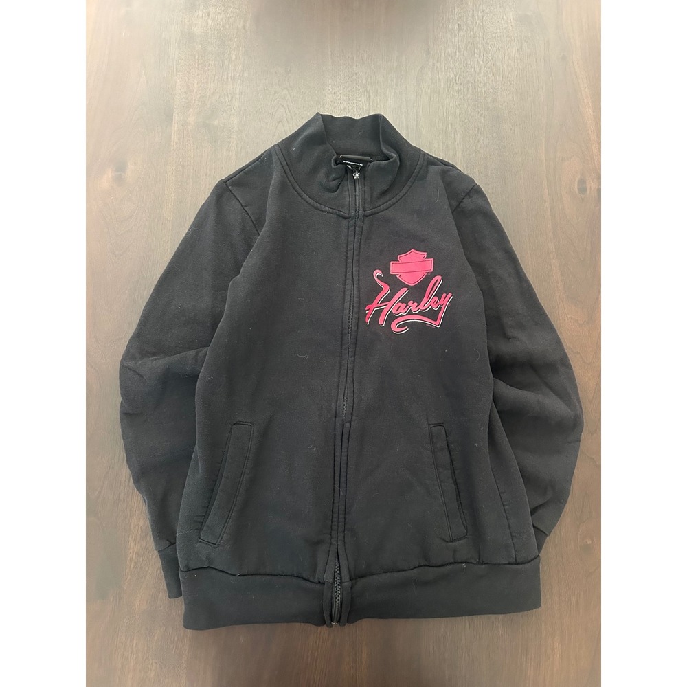 Harley-Davidson Park City Utah Full Zip Sweatshirt Black Pink Graphic Medium